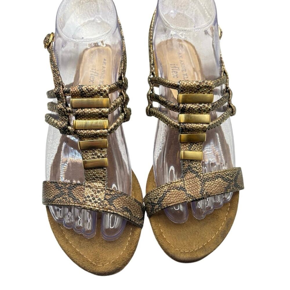 Ann Klein iflex Frink snake print wedge gladiator multi strappy sandals sz7